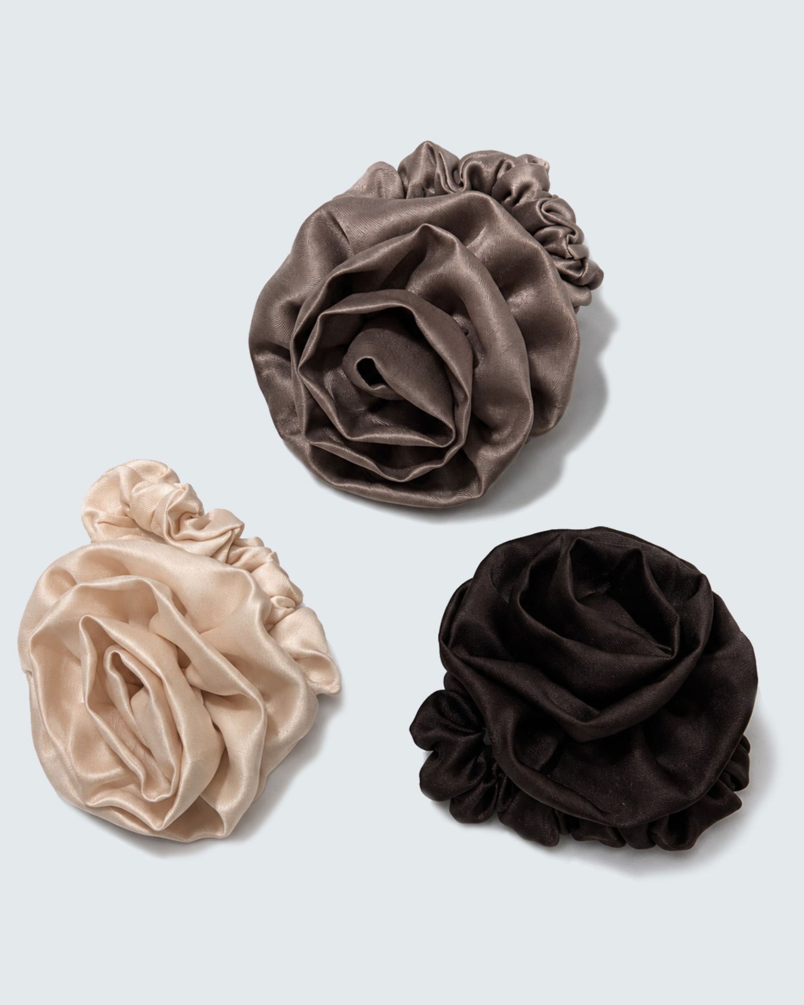 Satin Silk Scrunchies, Flower, 3-Pack, Coffee - Köp för SEK 191 - Spara 20%