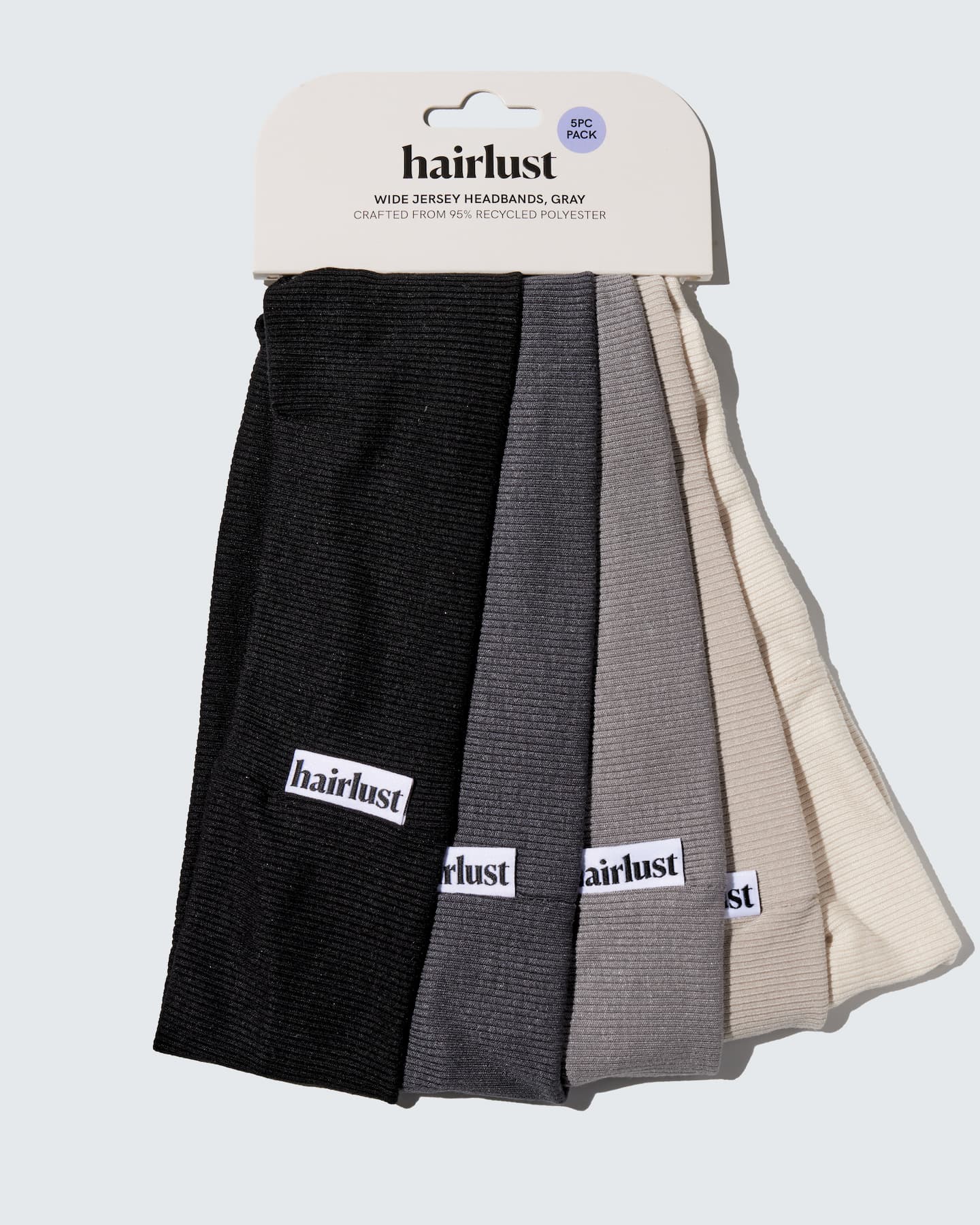 Wide Jersey Headbands, 5-Pack, Gray - SEK 239 hos Hairlust
